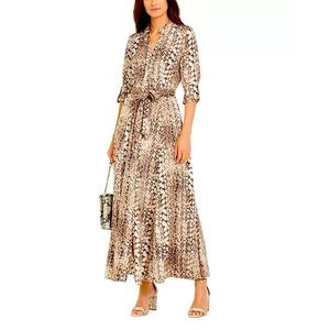 INC - Cynthia Snake Maxi Shirt Dress. Size 2. 100% Polyester with tie belt. NWT